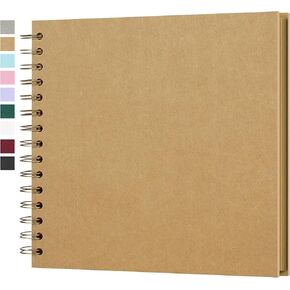 Yopih 7 x 7 Inch Hardcover Kraft Blank Page DIY Scrapbook Photo Album, 40 Pages (20 Sheets) - for Wedding Anniversaries, Family Memories, and Small Scrapbooking Projects