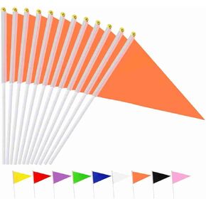 25Pack Solid Green Pennant Stick Flag Small Mini Triangle Blank DIY Graffiti Hand Held Flags Decorations 5x8 Inch