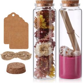 Small Glass Jars with Cork Lids 120 ml, Mini Glass Jars with Lids Set of 2, Glass Pill Bottles with Lids, Sand Jars, Spell Jars, Seashell Jar, Small Glass Bottles for Crafts, Decoration, Party Favors