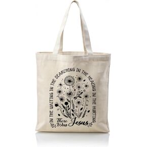 Christian Canvas Totes, Floral Canvas Bag, Aesthetic Women Canvas Tote Bag, Reusable Cloth Cotton Tote Bags, Casual Cotton Tote Bag for Grocery, Shopping, Beach & Daily Use, Christian Gift
