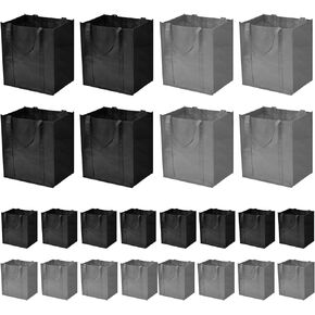 JERIA 24-Pack Reusable Grocery Bags，Large Washable Foldable Shopping Bags，Heavy Duty Tote Bags with Reinforced Handles