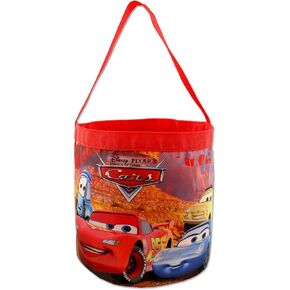 Disney Cars 3 Boys Collapsible Nylon Halloween Bucket Toy Storage Tote Bag (One Size, Red/Multi)
