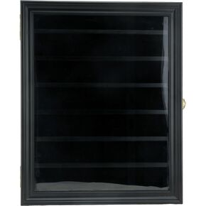 Ursae Minoris Wood Seven Shelf Wall Display Case for Challenge or Collectible Coins Raw or in Capsules, Coins in Graded or Graded Style Holders, or Other Small, Flat Collectible Items, White