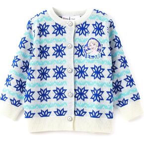Disney Frozen Elsa Princess Ariel Toddler Girls Long Sleeve Knit Cardigan Sweater - Cute Pullover Knitted Jumper 2-6 Years