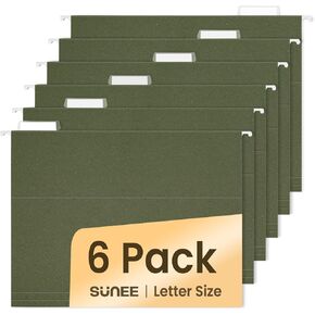 SUNEE Hanging File Folders, 25 Pack Reinforced Hang Folders Letter Size, Adjustable 1/5-Cut Tabs, Designed for Bulky Files, Filing Cabinet, Standard Green