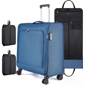 Bukere Rolling Garment Bags with Wheels for Travel, Wheeled Garment Luggage Bag with TSA Locks for Men and Women, 4 Spinner Wheels, Separate Suit Compartment, Checked-Large 26-Inch Suitcase