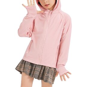 Kids Zip-Up Hoodie Girls Boys UPF50+ Sun Protection Jacket Hiking Running Athletic Shirt with Thumb Holes