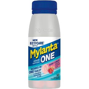 Mylanta One Antacid + Anti-Gas Eco Care Tablets - Lemon Mint - 50ct, White