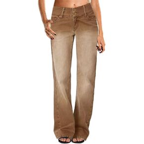 Flamingals Low Rise Wide Leg Jeans for Women Baggy Jeans Denim Trouser Jeans Flare Dress Pants