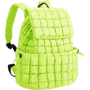 XSUIOY Quilted Backpack Purse for Women Small Lightweight Puffer Puffy College Laptop Backpack Nylon Casual Bookbag Daypack Top Flap Drawstring Padding Hiker Travel Gym Backpack(Pink)