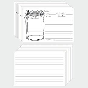 100 Count Recipe Cards, Recipe Cards 4x6 Inch White, 4x6 Recipe Cards Double Sided, Blank Recipe Cards for Bridal Showers and Wedding, Christmas Gifts