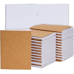 Paper Junkie 48 Pack Small Blank Notebooks for Kids Bulk, Kraft Paper Journals for Students, Sketching Drawing, Writing (4.3 x 5.6 In)