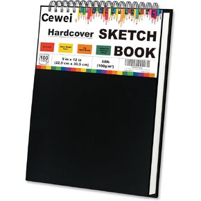 9" x 12" Sketch Book, Top Spiral Sketchbook, 100 Sheets Sketch Pad, (68 lb/100 GSM) Drawing Paper Pad, Drawing Notebook for Kids, Artist Sketchbook for Drawing, Illustration, Art Class Students.