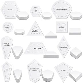612 Pcs Patchwork Paper Piecing Supplies 12 Shapes Acrylic Patchwork Templates Set with 600 Pcs Paper Piecing for Sewing for Quilting Dresden Plate Triangle Hexagon Quilting Template(Green)