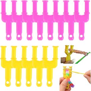 YAMSLAM 10pcs Acrylic Model Y Slingshot Loom, Rubber Band Clips Plastic Jewelry Connectors, Rubber Slingshot Knitting for Necklace Bracelet Making Colorful Clasp