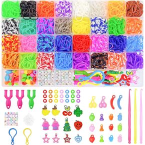 SZXDG 2500+ Rubber Band Bracelet Kit, 32 Color Loom Bracelet Making Kit for Kids, Loom Brands Bracelet Refill Kit, Weaving DIY Crafting Gift