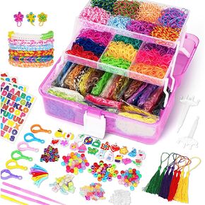 DEHVIHS Rubber Band Bracelet Kit 40 Colors, 18000+ Rubber Loom Bands Kit with 3 Layer Container, Rubber Loom Kit for Bracelet Necklace Art DIY Craft （Purple Case）