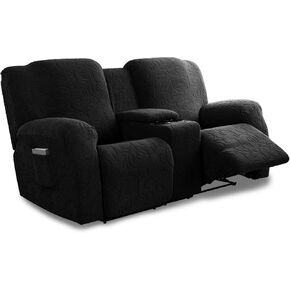 Loveseat Recliner Cover with Center Console, Stretch Sofa Covers Slipcovers Furniture Protector Couch Cover, Thick, Soft Washable ReclinerSofa Loveseat
