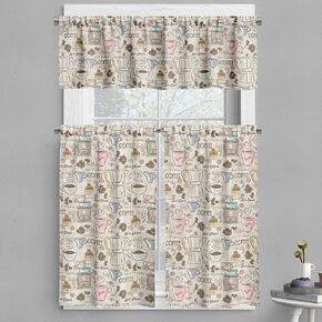 Ambesonne Children Kitchen Curtains, Kids Autumn Pattern Owl Fox Squirrel Birds Animal Leaves Print, Window Drapes 2 Panel Set for Kitchen Cafe Decor, 55" x 39", Cream Orange