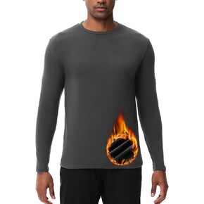 ADOREISM Thermal Underwear Tops for Men Long Sleeve Fleece Lined Base Layer Crew Shirts