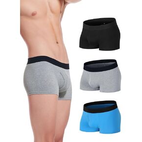 Men's Underwear Cotton Short Leg Trunk Boxer Underwear Fly Pouch Men Underpants 3 Pack