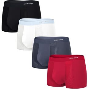 Arjen Kroos Men's Modal Trunks Underwear Sexy Mesh Boxer Briefs Quick Dry Tagless Underpants 4 PACK