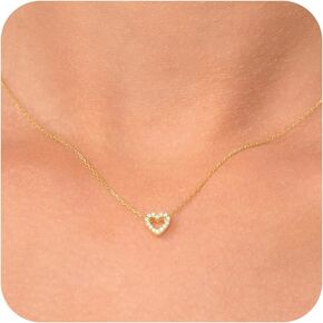 Gold Heart Necklace for Women - Dainty Gold Necklace 18K Gold/Silver Plated Cute Heart Necklace Simple Gold Necklace for Women Gold Jewelry for Women Trendy Gifts