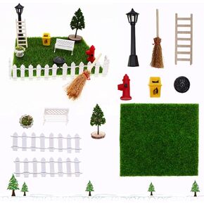 12 pcs Mini Crafts Decor Doll House, Yard Miniature Scene, Miniature Bench Trash Can Dollhouse Mini House Decorations for Bonsai Decorative,Dollhouse Decoration,Office Desk Decoration