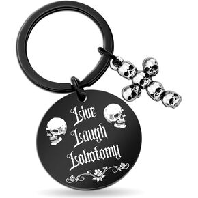 Halloween Decor for Men Women Goth Gothic Gifts for Kids Spooky Basket Stuffers Horror Stuff Skull Ghost Keychain