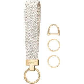 Fishent Stretchy Wristlet Keychain, Cute Key Chain, Woven Wrist Lanyard for Car Keys with 2 Keyrings and D-ring for Women Men