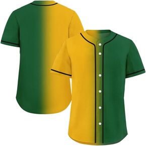 Classic Blank Baseball Jersey Shirt for Men Women Two-tone Casual Short Sleeves Button Down Hip Hop Uniform