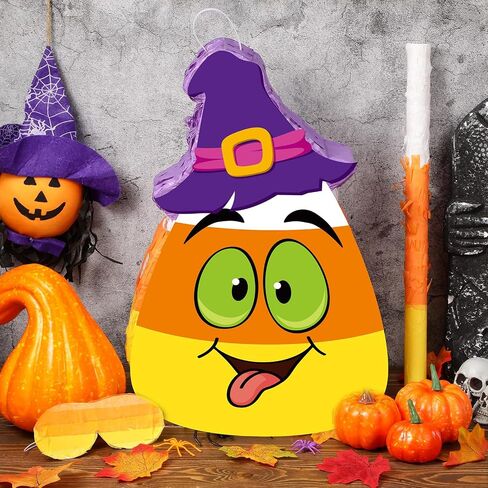 Aoriher Halloween Piñata Candy Corn Piñata مع عصا وقصاصات معصوب العينين مجموعة خدعة أو علاج الهالوين تحت عنوان الحلوى المملوءة Piñata المكسيكي Piñata لحفلات الهالوين لوازم الديكور in Saudi Arabia