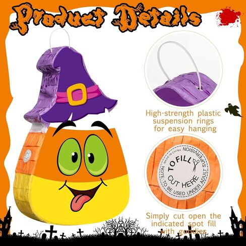 Aoriher Halloween Piñata Candy Corn Piñata مع عصا وقصاصات معصوب العينين مجموعة خدعة أو علاج الهالوين تحت عنوان الحلوى المملوءة Piñata المكسيكي Piñata لحفلات الهالوين لوازم الديكور in Saudi Arabia