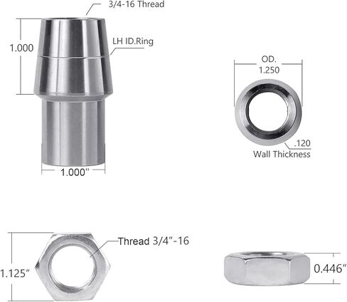 MIMIRACLE 3/4" Threaded Bushing Kit for 4-Link Suspension, Heavy Duty .750" Polyurethane Bushing, Includes Right and Left Hand Thread Bushings, 1/2" Bolt Hole -1Set in Kuwait