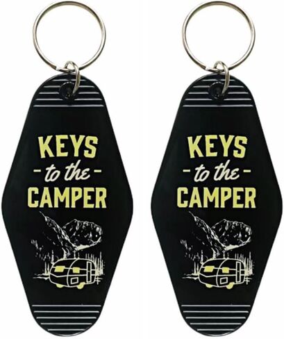 Keys to The Camper Keychain Plastic Retro Black Camper Gifts Camping Gifts for Women Men Vintage Motel Key Chain for Camper Trailer in Kuwait