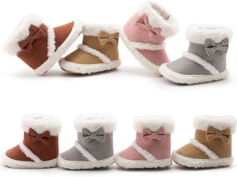 Infant Unisex Warm Fur Lining Soft Boots Baby Winter Ankle Non-Slip Rubber Texture Sole Toddler Winter Snow Crib Shoes in Saudi Arabia