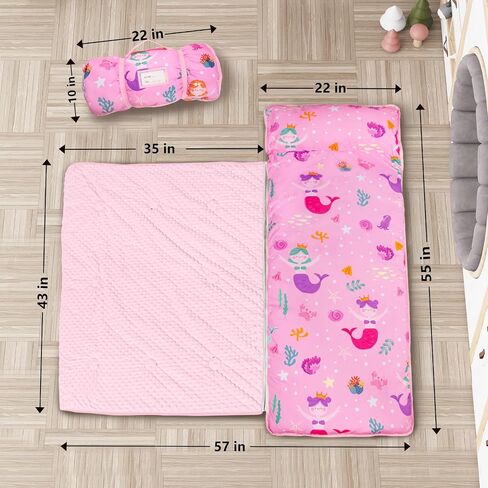 Nap Mat: Soft Portable Sleeping Bag Detachable Pillow Mat Blanket 2" Thickened Extra Large Kids Toddler Mats for Preschool and Daycare in Kuwait