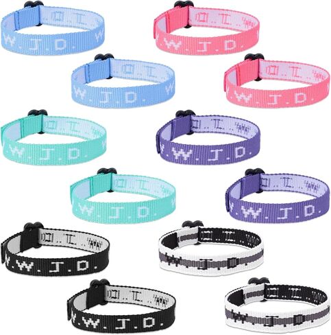 MCPINKY 12PCS WWJD Bracelets, Religious Christian Bracelets What Would Jesus Do Bracelets 6 Colors Woven Wristbands for Women Men Kids Boys Girls in Kuwait