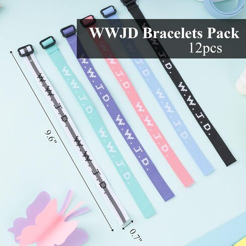 MCPINKY 12PCS WWJD Bracelets, Religious Christian Bracelets What Would Jesus Do Bracelets 6 Colors Woven Wristbands for Women Men Kids Boys Girls in Kuwait