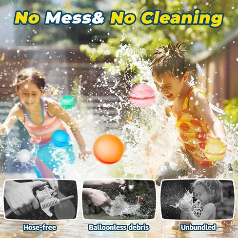 6Pcs Reusable Water Balloons, Magnetic Water Balls Quick Fill, Self-Sealing Water Fight Toys for Kids Outdoor Games, Summer Pool Beach Party Fun in Saudi Arabia