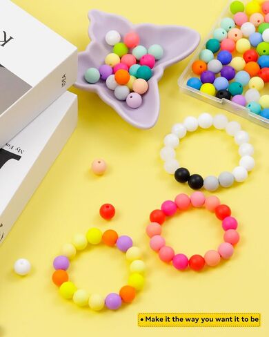 180PCS FIVEIZERO Silicone Beads, 30 Colors 12mm Silicone Beads Focal Beads Rubber Round Beads Mixed Color Silicone Lentil Beads Bulk for DIY and Keychain Accessories Silicone Beads Crafts Making in Kuwait