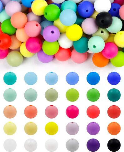 180PCS FIVEIZERO Silicone Beads, 30 Colors 12mm Silicone Beads Focal Beads Rubber Round Beads Mixed Color Silicone Lentil Beads Bulk for DIY and Keychain Accessories Silicone Beads Crafts Making in Kuwait