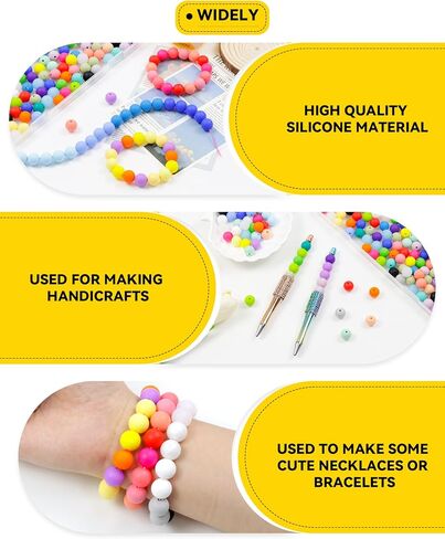 180PCS FIVEIZERO Silicone Beads, 30 Colors 12mm Silicone Beads Focal Beads Rubber Round Beads Mixed Color Silicone Lentil Beads Bulk for DIY and Keychain Accessories Silicone Beads Crafts Making in Kuwait