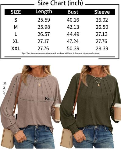 AUTOMET Womens Fall Fashion Long Sleeve Shirts Fall Tops Pleated Shirts Casual Loose Dressy Basic Trendy Clothes 2024 in Saudi Arabia