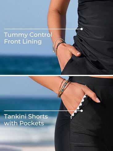 Summer Mae Tankini Swimsuits for Women Two Piece Tummy Control Bathing Suits with High Waisted Pockets Swim Shorts in Kuwait