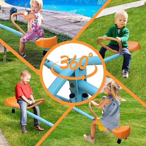 Ball & Cast Outdoor Kids Spinning Seesaw, Sit and Spin Teeter Totter Playground Equipment with Swivel Base for Backyard - Teeter Totter for Toddlers Age 2-5,Multicolor in Saudi Arabia