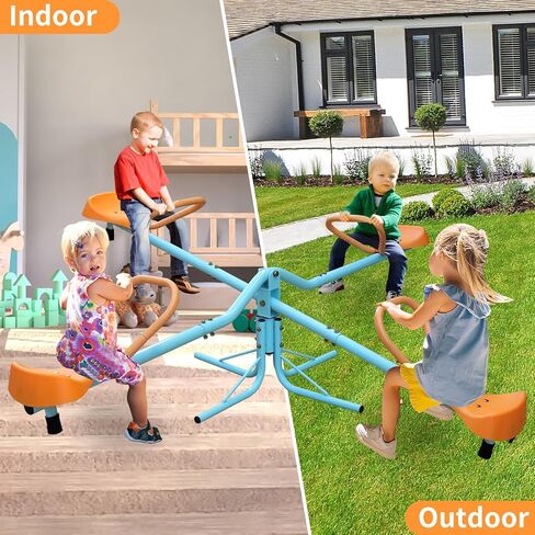 Ball & Cast Outdoor Kids Spinning Seesaw, Sit and Spin Teeter Totter Playground Equipment with Swivel Base for Backyard - Teeter Totter for Toddlers Age 2-5,Multicolor in Saudi Arabia