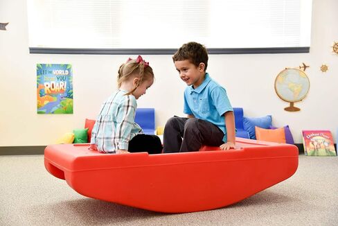 Children's Factory-3004 Red Rocker/Toddler Bridge with Rails, Rocking Teeter Totter for Kids/Toddlers, Indoor/Outdoor Play Equipment for Classroom/Playroom in Kuwait