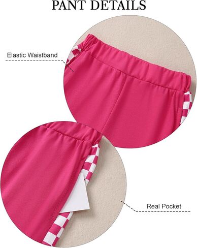 SANMIO Toddler Girl Clothes 2 Piece Outfits Girls Tracksuit Activewear Long Sleeve Checkered Sweatshirts+Sweatpants in Kuwait