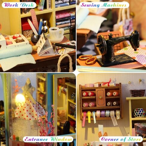 DIY Miniature House Kit,Tiny House Pet Shop with Furniture & LED,DIY Dollhouse Miniature Kit for Adults Teen,Mini House Building kit,3D Wooden Craft Mini Model Kit,Birthday Gifts Home Decor in Saudi Arabia